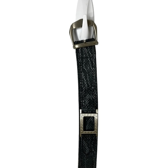 Gianni Versace Crocodile Skin Leather Belt Black Silver Hardware - Picture 3 of 6